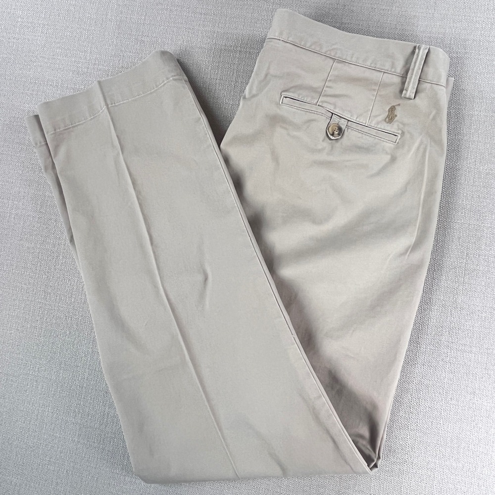 Polo Ralph Lauren Chino Pants Mens 35/32 Tan Stretch Straight Fit Cotton Twill